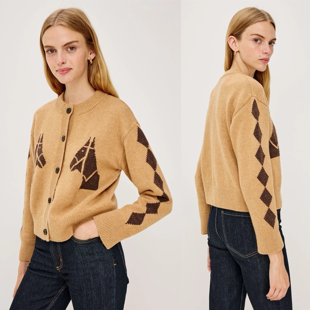 Rails | NWOT Mavie Horse Cardigan in Camel Stables Wool Cotton Small